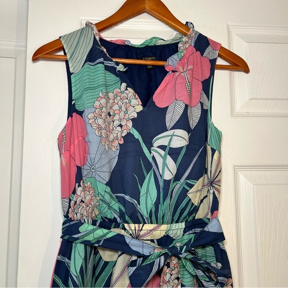 Talbots Voile Hibiscus Sleeveless Belted Maxi Dress Womens Size 2 Petite - Picture 4 of 8
